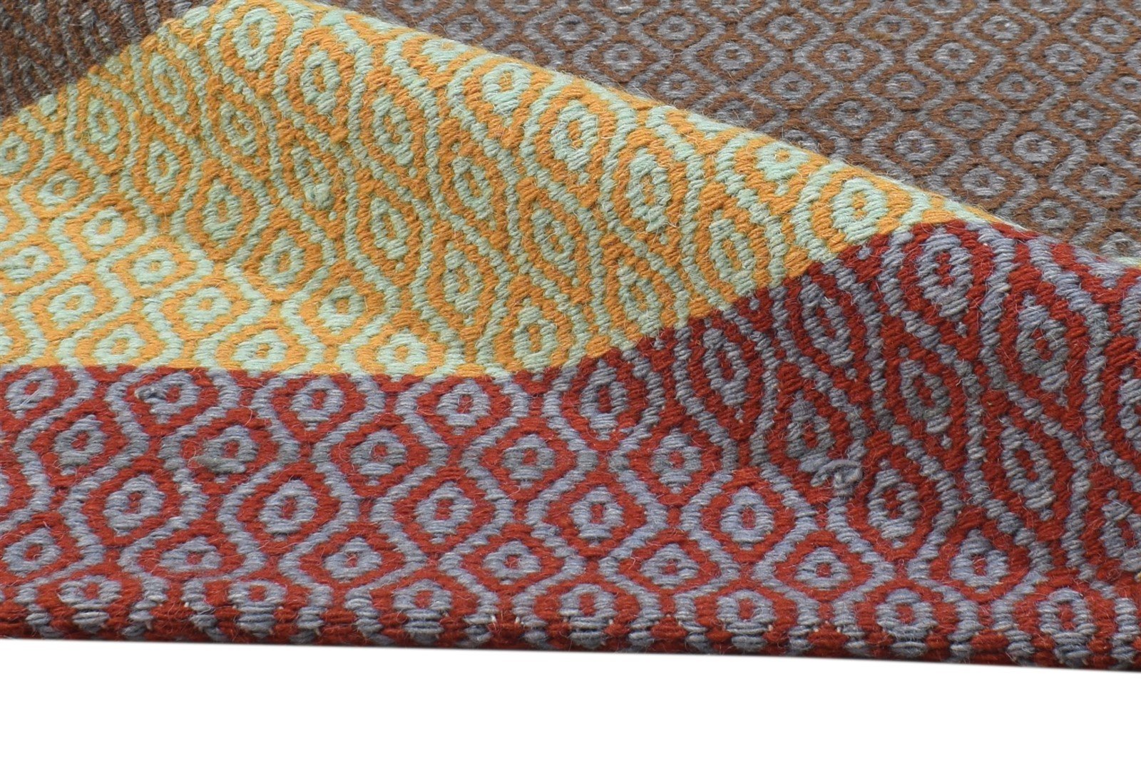 Dhurrie Multi Wool Rug 4' X 6' Modern Scandinavian Striped Room Size Carpet 7864990138517
