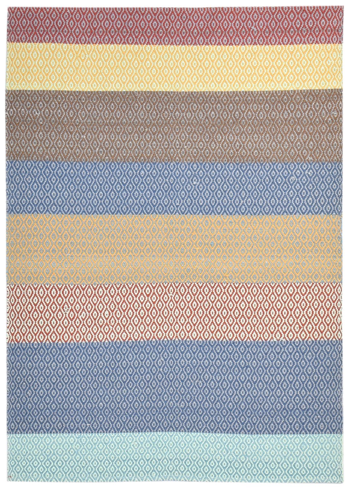 Dhurrie Multi Wool Rug 4' X 6' Modern Scandinavian Striped Room Size Carpet 7864990138517