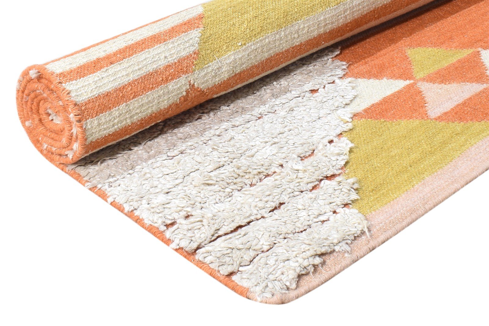 Ginnie Dhurrie Off-White Wool Rug 5' X 8' Modern Scandinavian Abstract 7865053020309