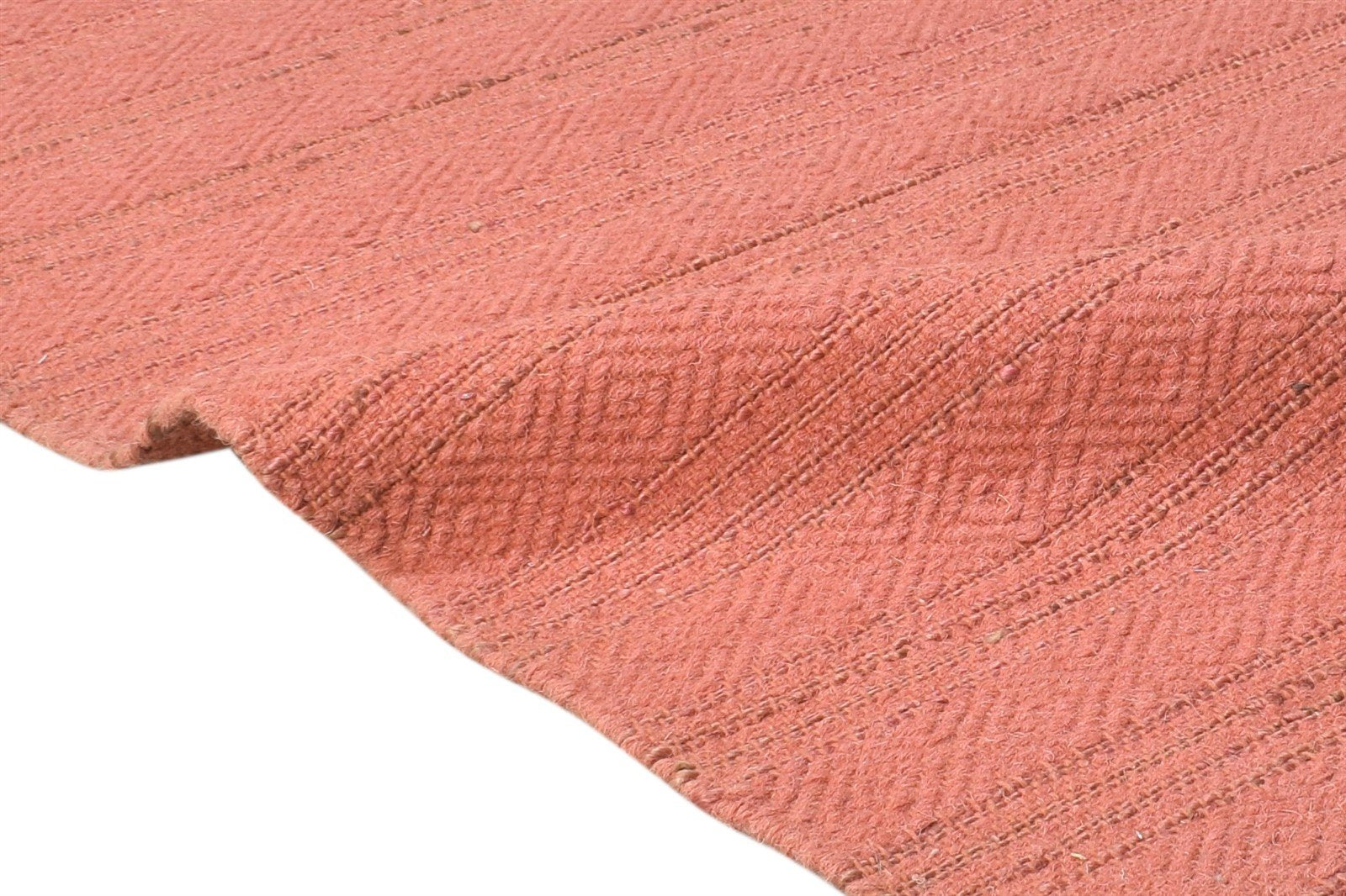 Dhurrie Pink Wool Rug 5' X 8' Modern Scandinavian Solid Room Size Carpet 7865164726421