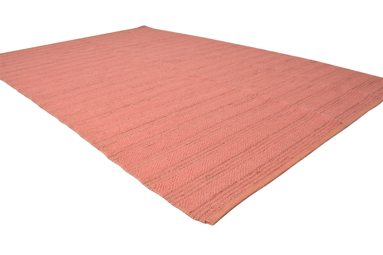 Dhurrie Pink Wool Rug 5' X 8' Modern Scandinavian Solid Room Size Carpet 7865164726421