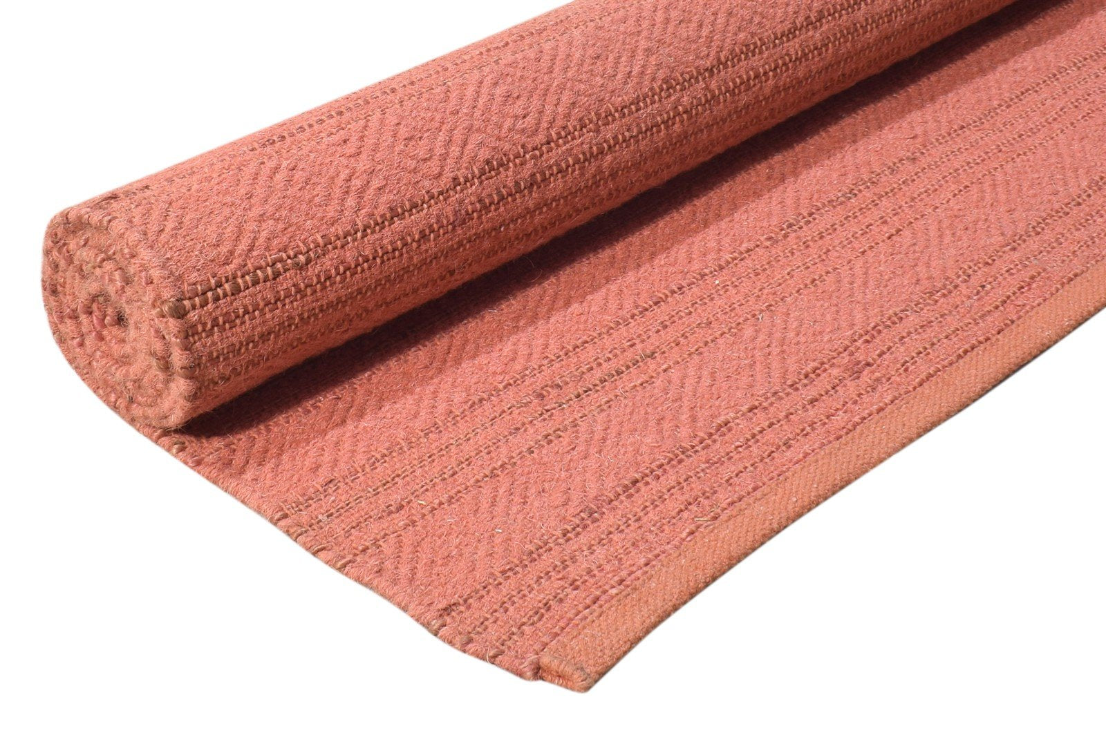 Dhurrie Pink Wool Rug 5' X 8' Modern Scandinavian Solid Room Size Carpet 7865164726421