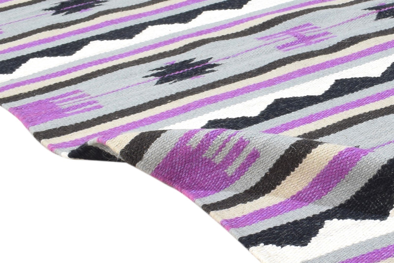 Dhurrie Purple Wool Rug 3' X 5' Persian Southwestern Tribal Small Carpet 7864387731605