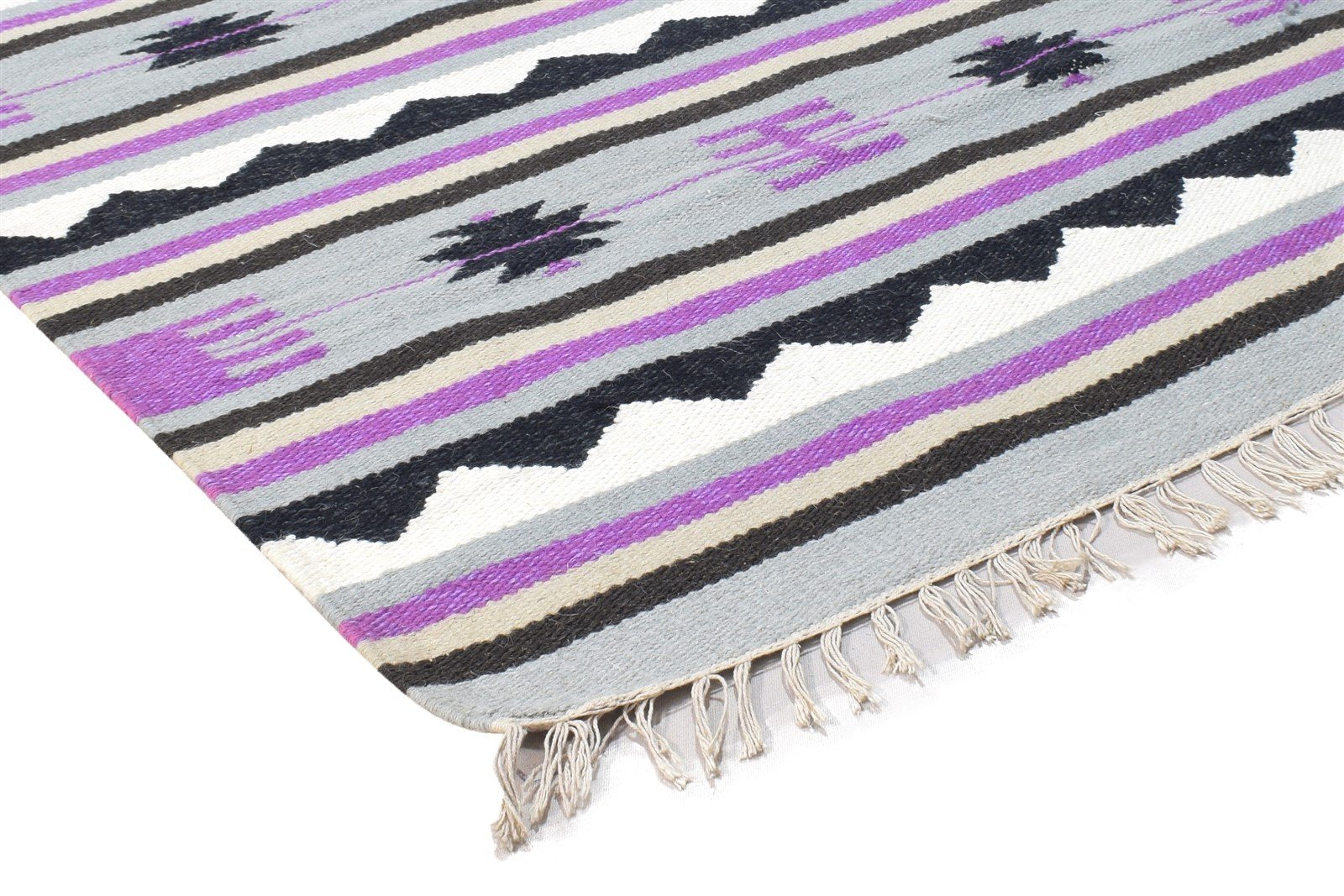 Dhurrie Purple Wool Rug 3' X 5' Persian Southwestern Tribal Small Carpet 7864387731605