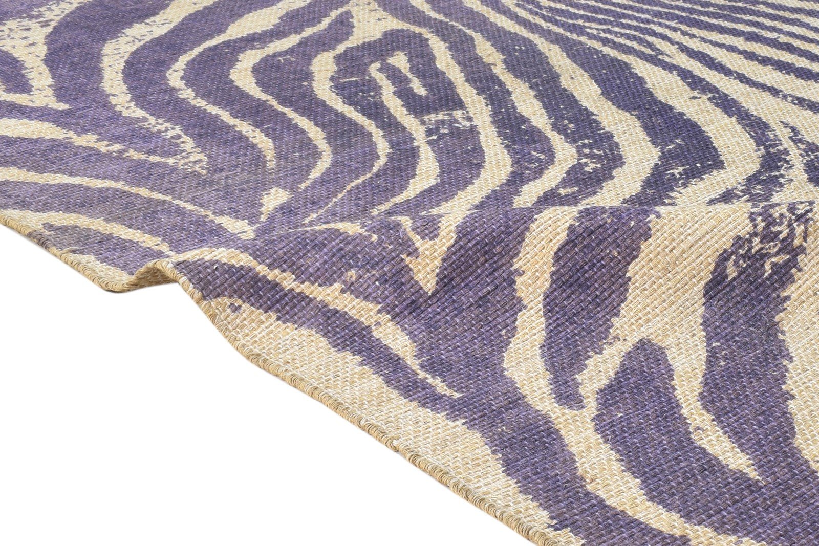 Dhurrie Purple Wool Rug 4' X 6' Modern American Animal Print Room Size Carpet 7865192022165