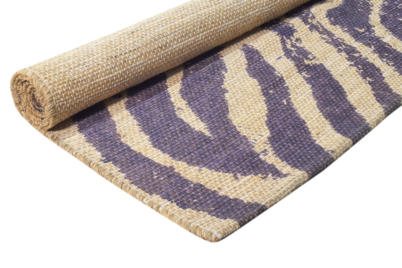 Dhurrie Purple Wool Rug 4' X 6' Modern American Animal Print Room Size Carpet 7865192022165