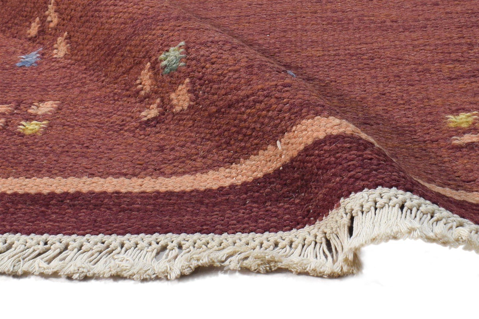 Dhurrie Red Wool Rug 3' X 5' Persian Gabbeh Oriental Small Carpet 7864983290005
