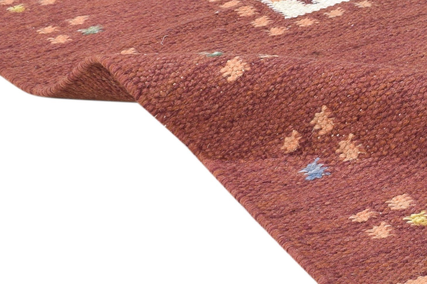 Dhurrie Red Wool Rug 3' X 5' Persian Gabbeh Oriental Small Carpet 7864983290005
