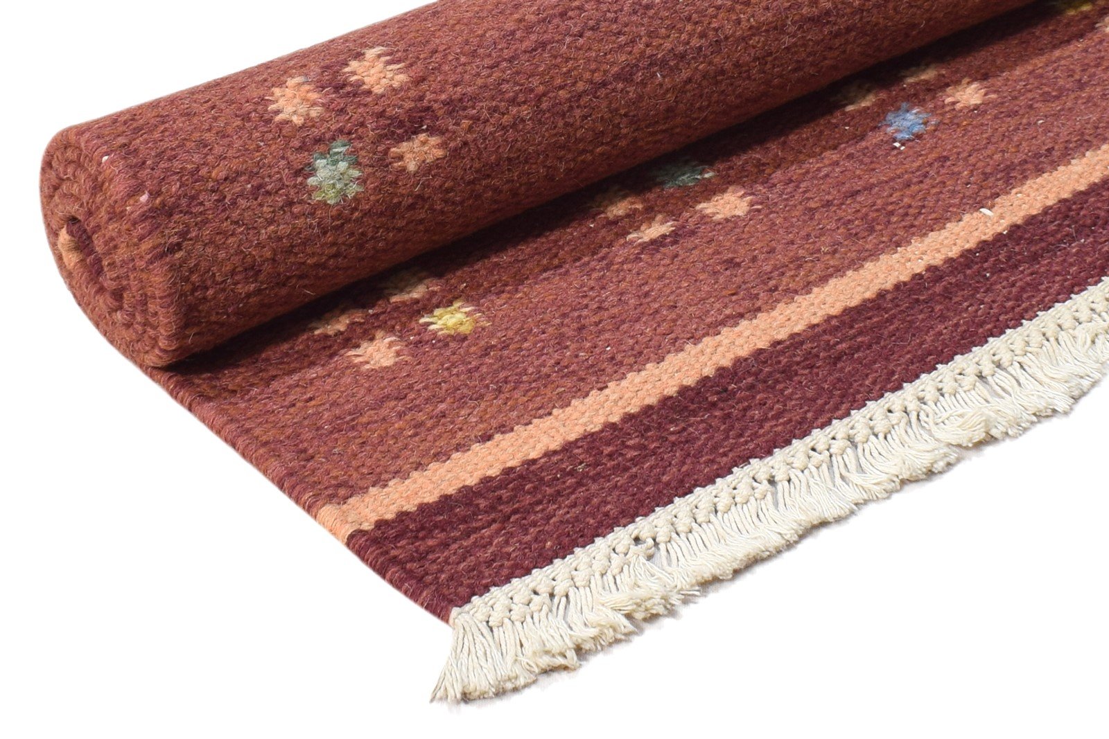 Dhurrie Red Wool Rug 3' X 5' Persian Gabbeh Oriental Small Carpet 7864983290005