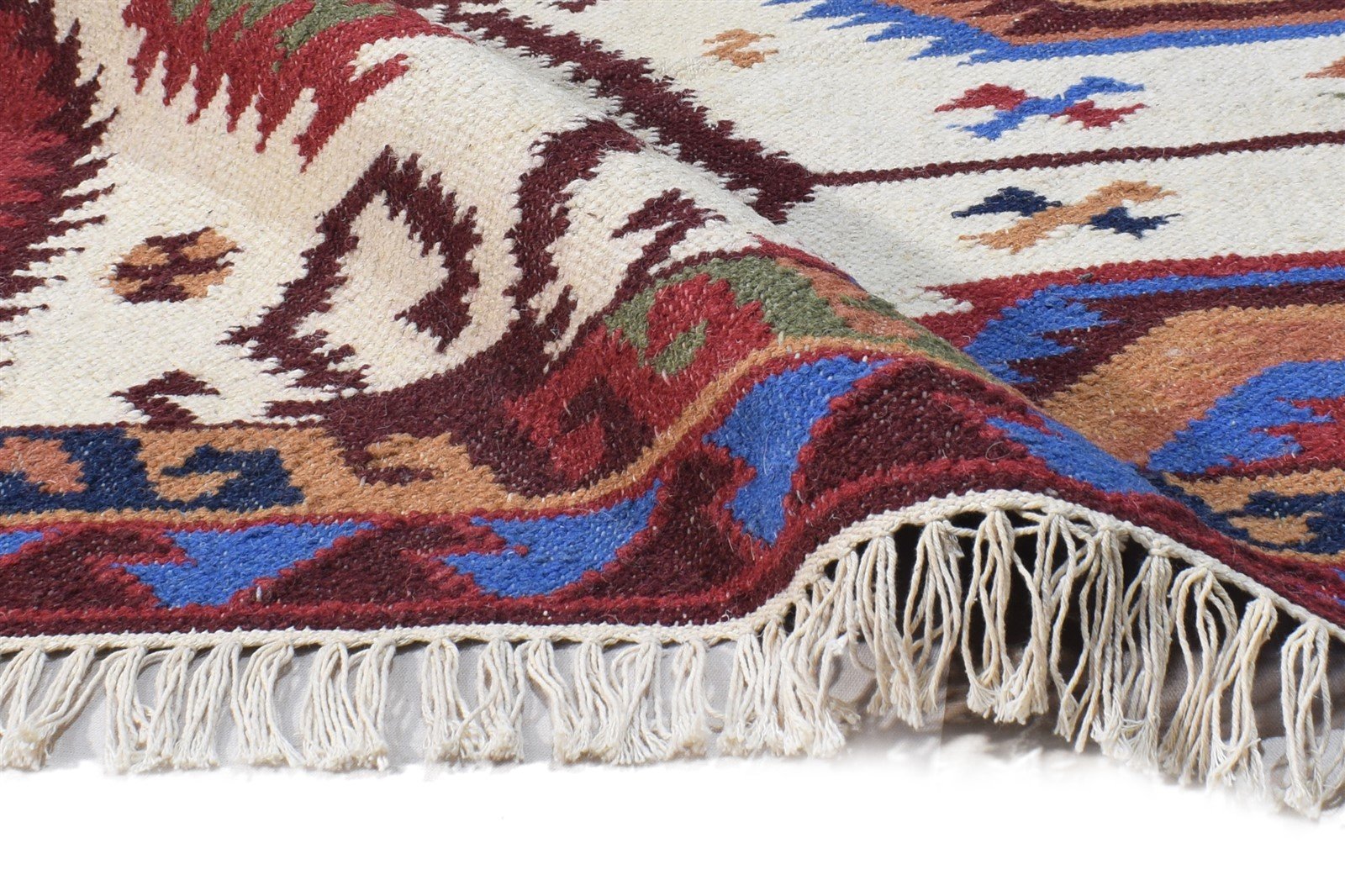 Nonie Dhurrie Red Wool Rug 4' X 6' Persian Kazak Oriental 7865018450069