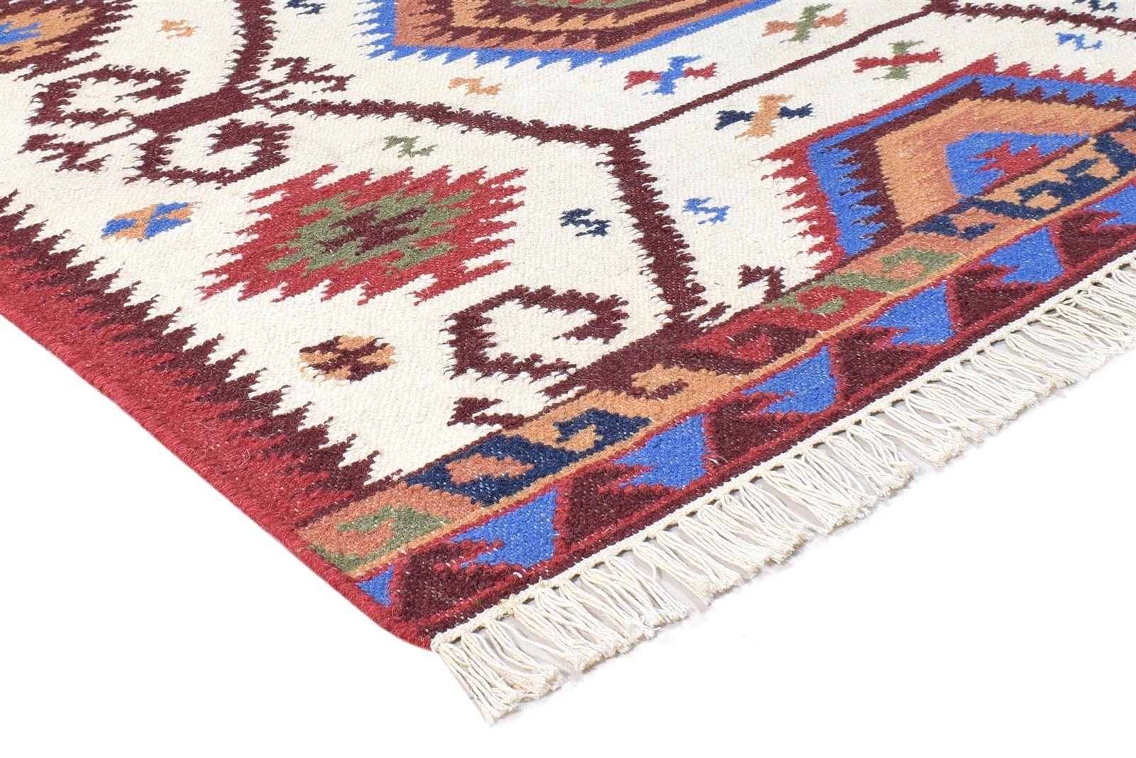 Nonie Dhurrie Red Wool Rug 4' X 6' Persian Kazak Oriental 7865018450069