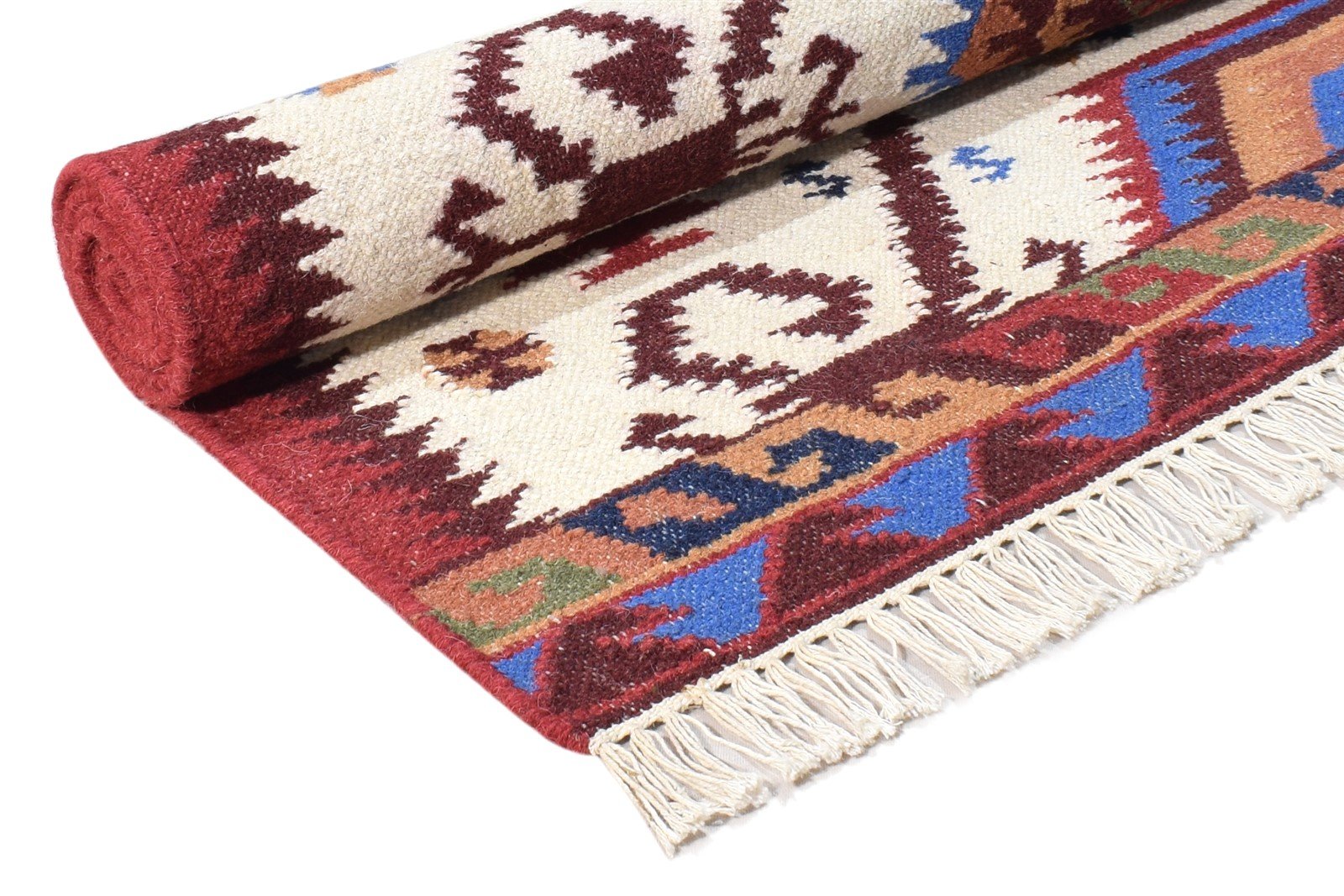 Nonie Dhurrie Red Wool Rug 4' X 6' Persian Kazak Oriental 7865018450069