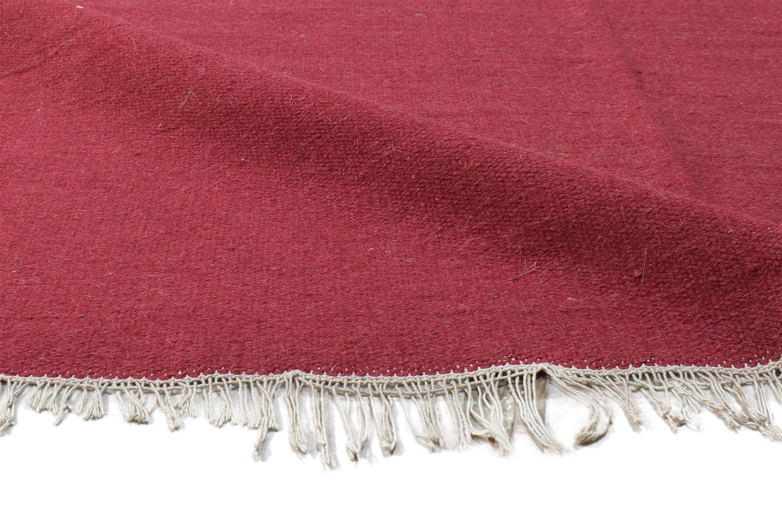 Dhurrie Red Wool Rug 4' X 7' Modern Scandinavian Solid Room Size Carpet 7865166463125