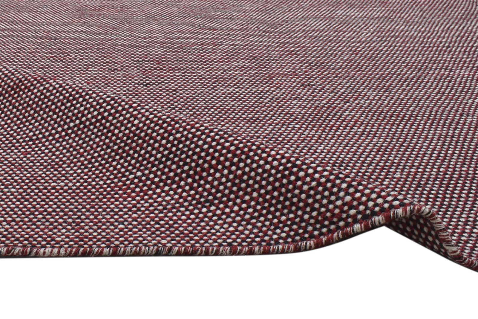 Dhurrie Red Wool Rug 5' X 6' Modern Scandinavian Solid Room Size Carpet 7864150524053