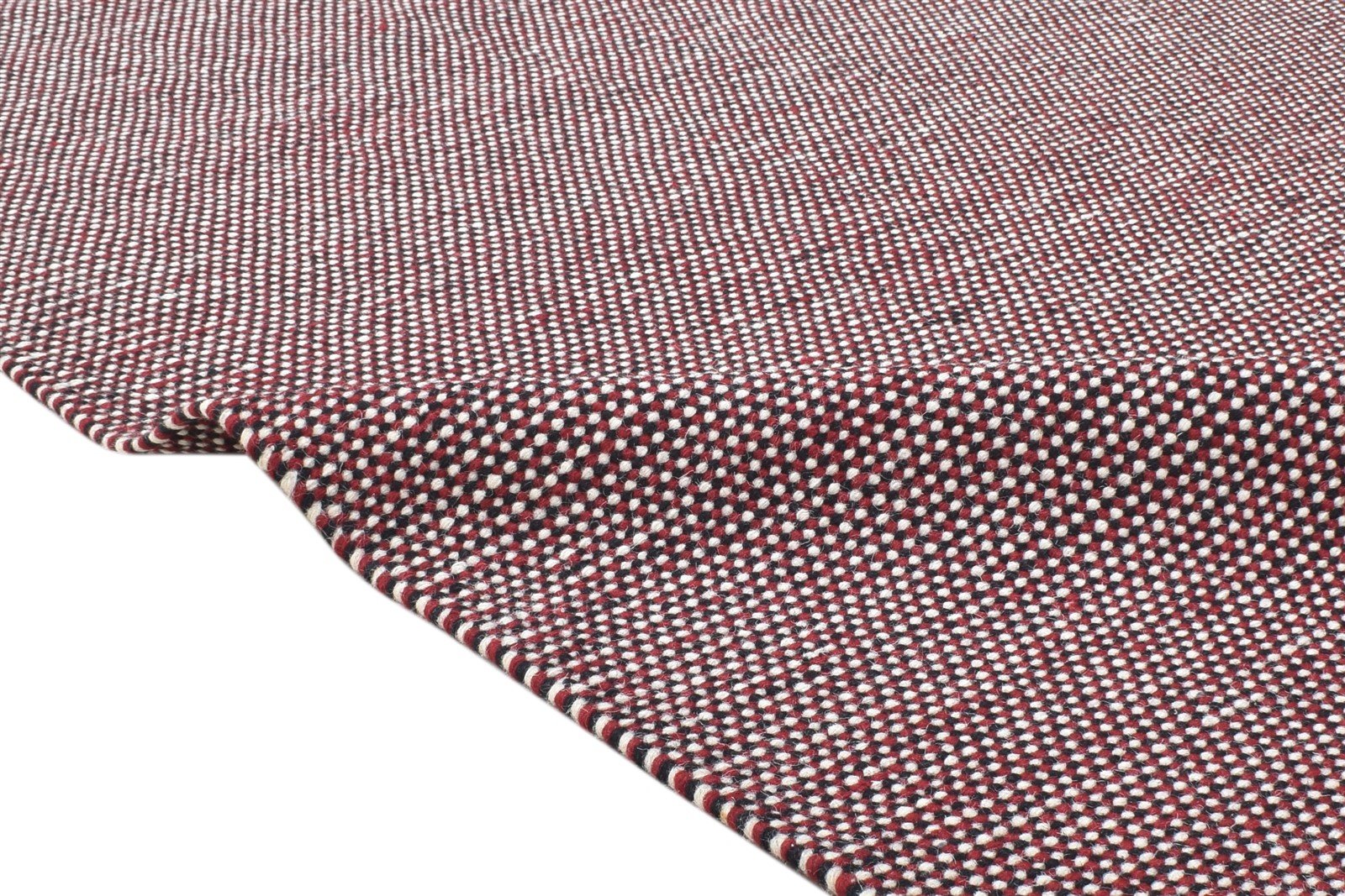 Dhurrie Red Wool Rug 5' X 6' Modern Scandinavian Solid Room Size Carpet 7864150524053
