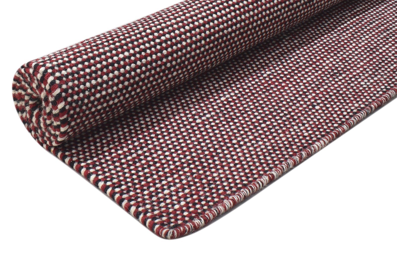 Dhurrie Red Wool Rug 5' X 6' Modern Scandinavian Solid Room Size Carpet 7864150524053
