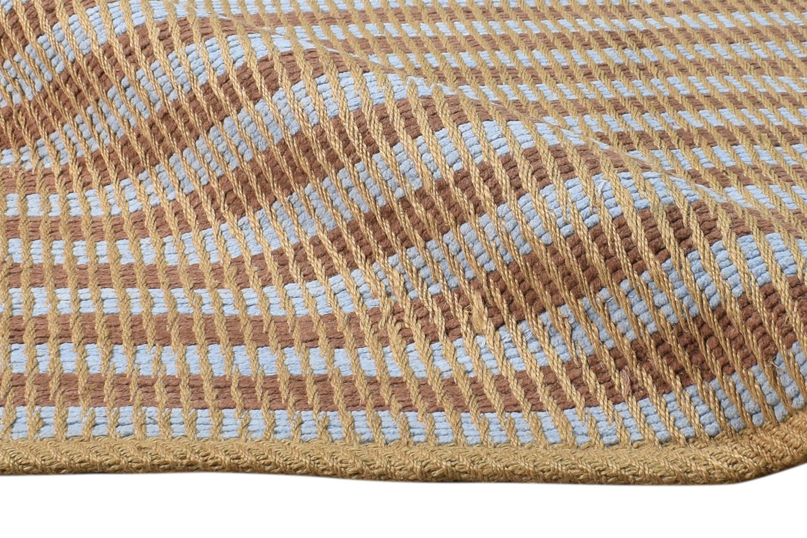 Dhurrie Rust Wool Rug 3' X 5' Modern Scandinavian Striped Small Carpet 7865242484885