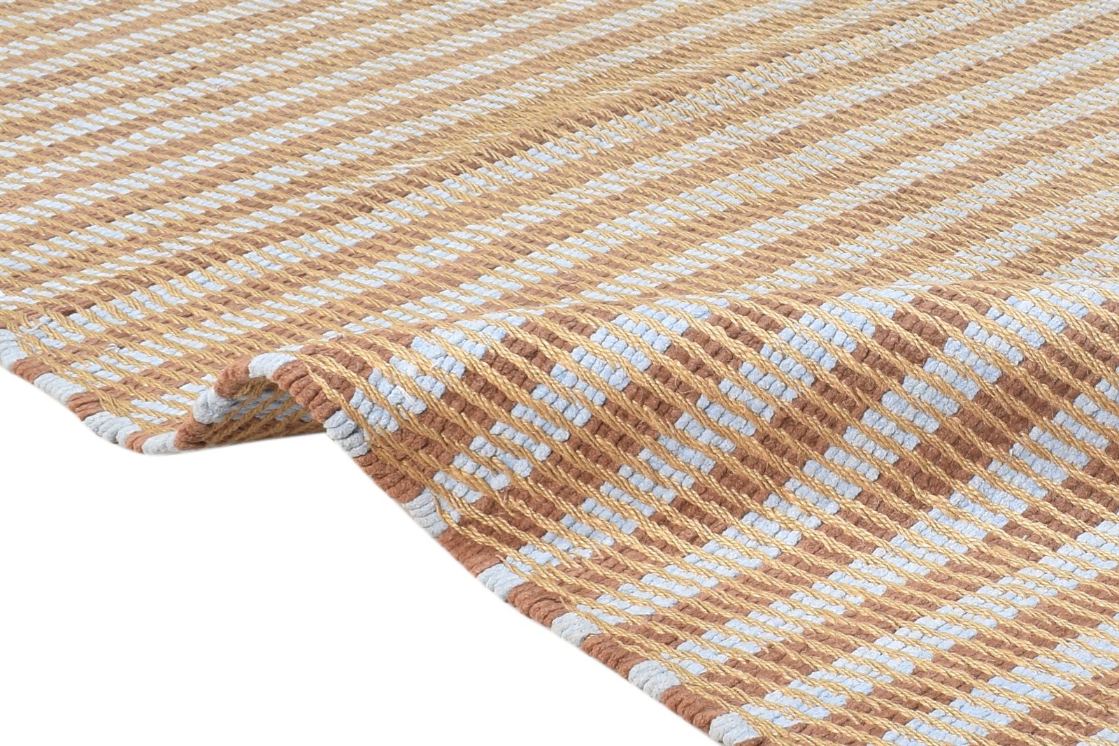 Dhurrie Rust Wool Rug 3' X 5' Modern Scandinavian Striped Small Carpet 7865242484885