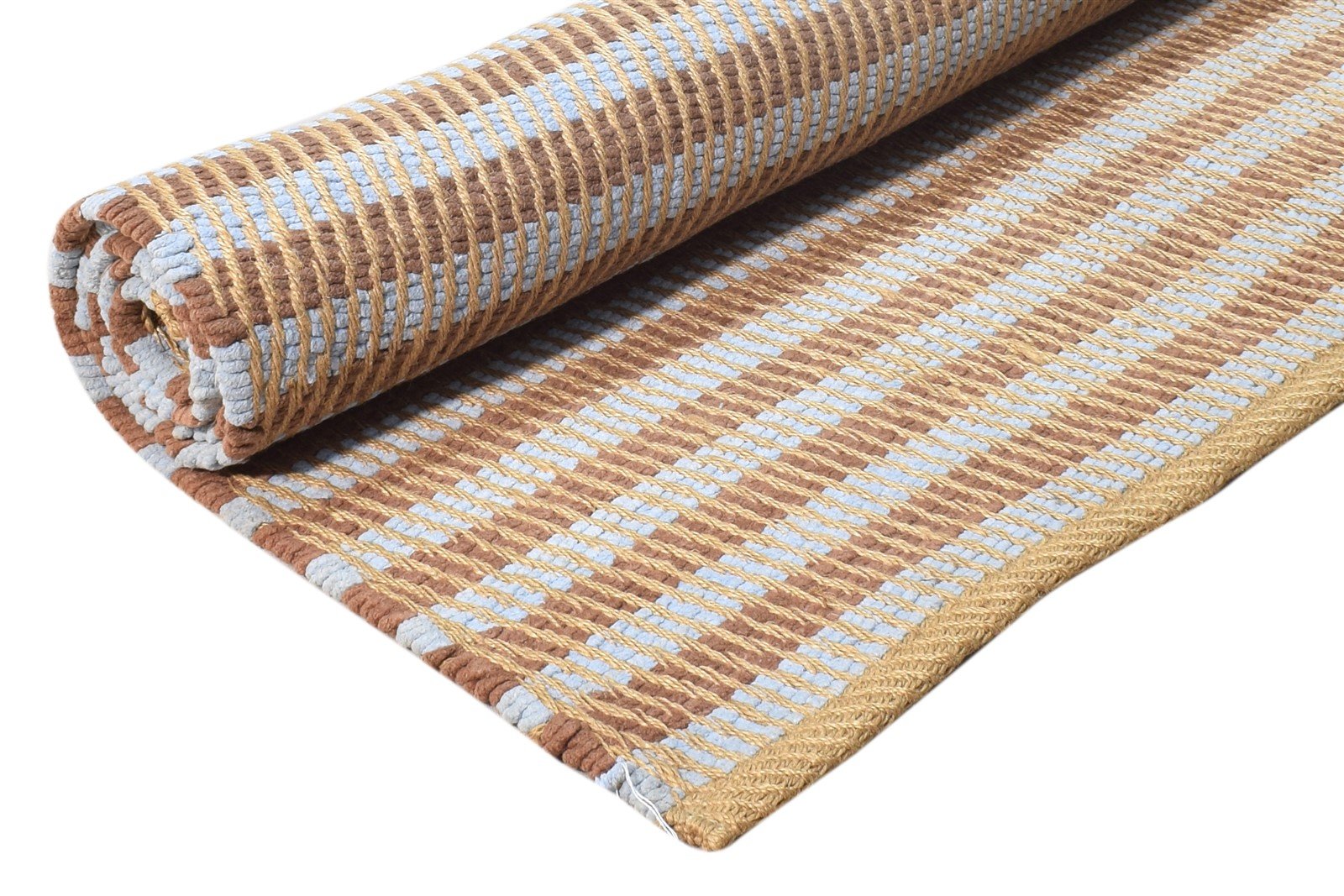 Dhurrie Rust Wool Rug 3' X 5' Modern Scandinavian Striped Small Carpet 7865242484885