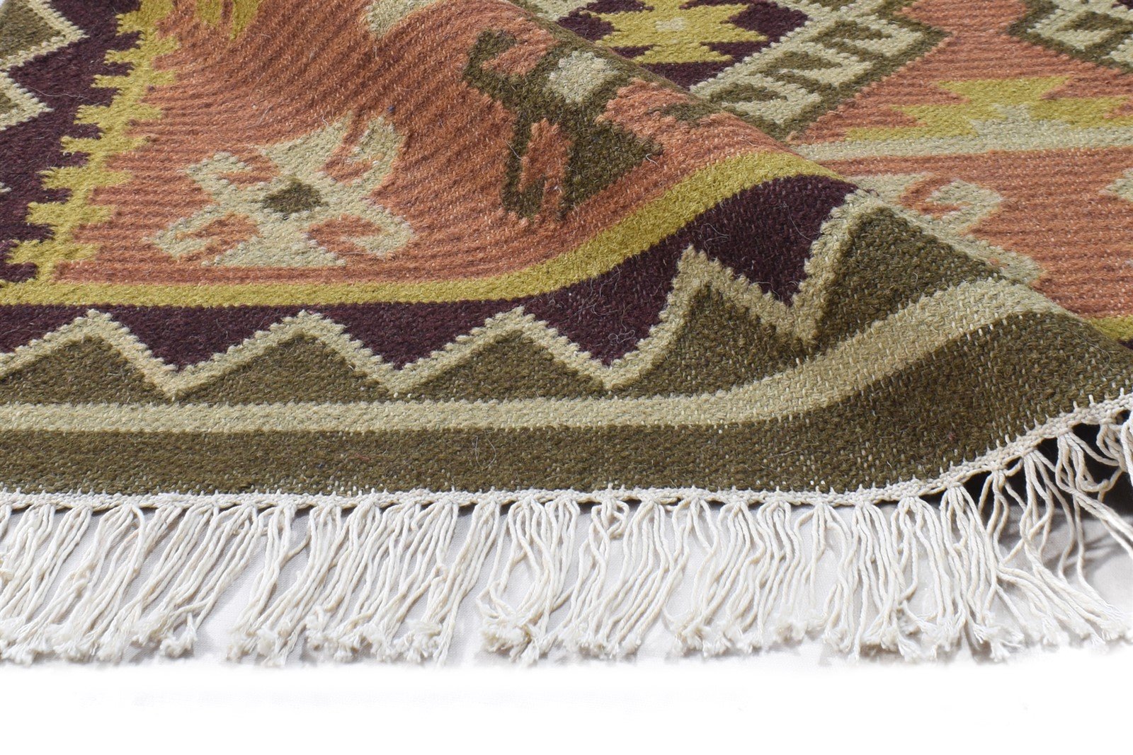 Dhurrie Rust Wool Rug 4' X 4' Persian Southwestern Oriental Room Size Carpet 7864991907989