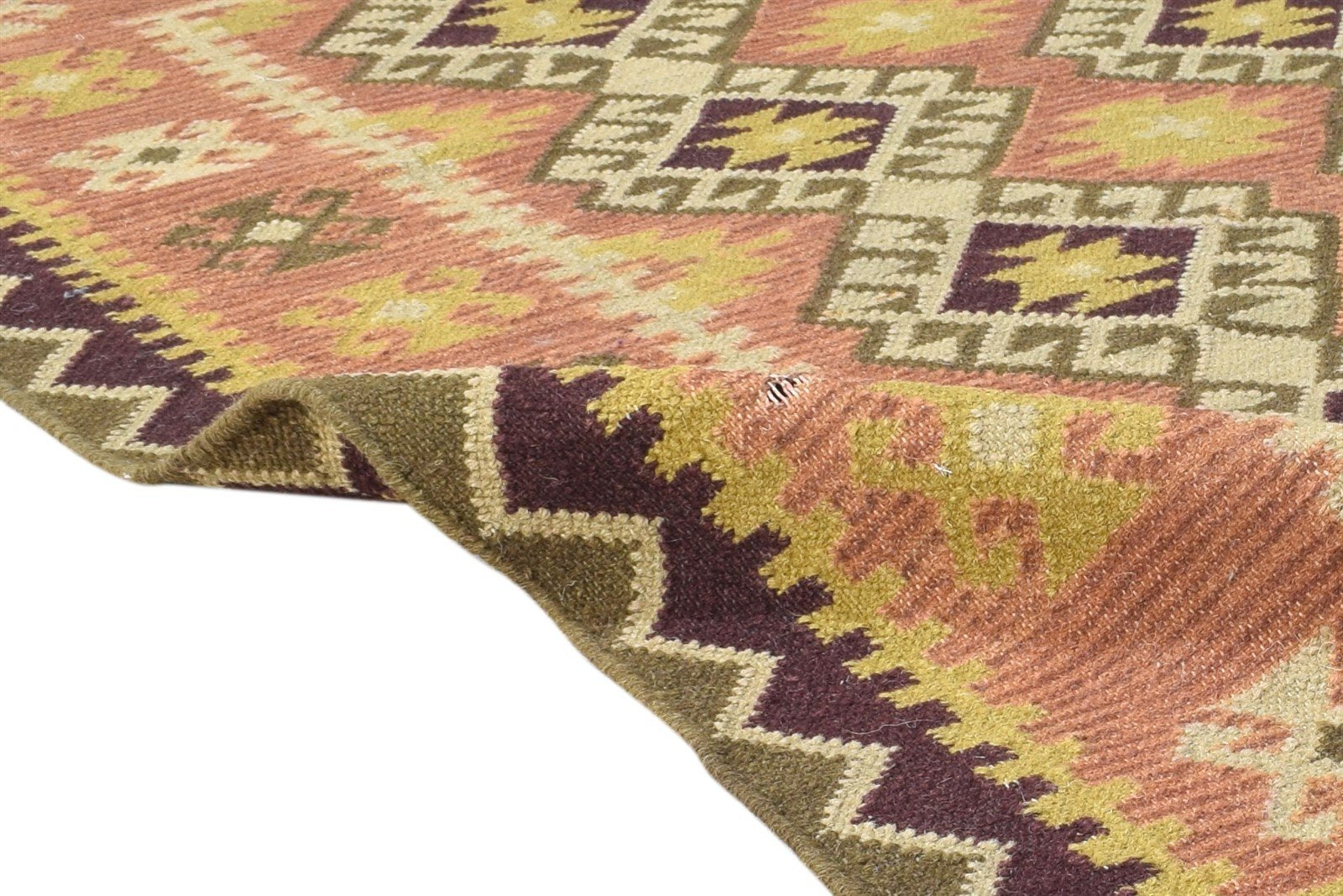 Dhurrie Rust Wool Rug 4' X 4' Persian Southwestern Oriental Room Size Carpet 7864991907989