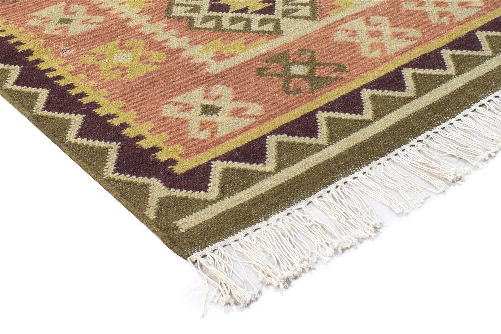 Dhurrie Rust Wool Rug 4' X 4' Persian Southwestern Oriental Room Size Carpet 7864991907989