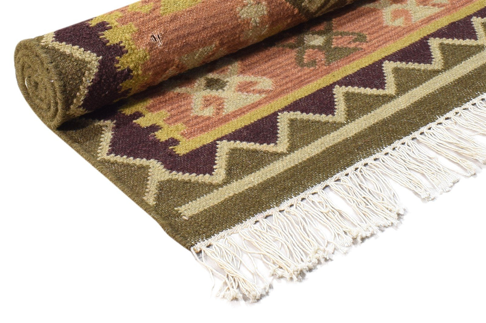 Dhurrie Rust Wool Rug 4' X 4' Persian Southwestern Oriental Room Size Carpet 7864991907989