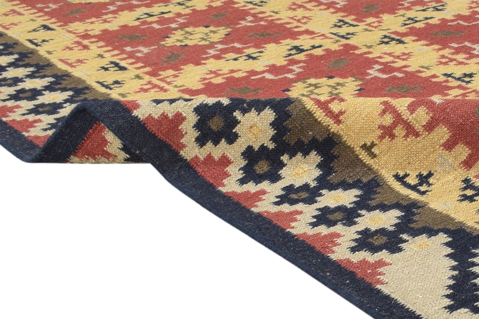 Dhurrie Rust Wool Rug 6' X 8' Southwestern American Tribal Room Size Carpet 7865050169493