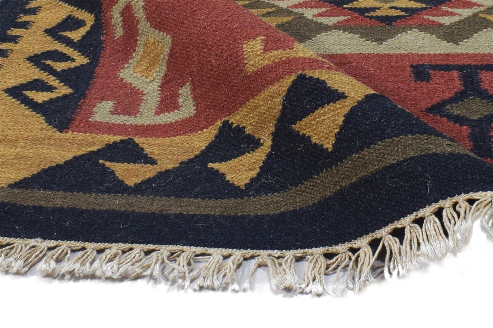 Dhurrie Rust Wool Rug 6' X 8' Southwestern American Tribal Room Size Carpet 7865048989845