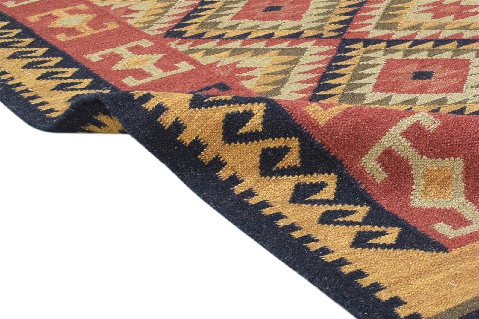 Dhurrie Rust Wool Rug 6' X 8' Southwestern American Tribal Room Size Carpet 7865048989845