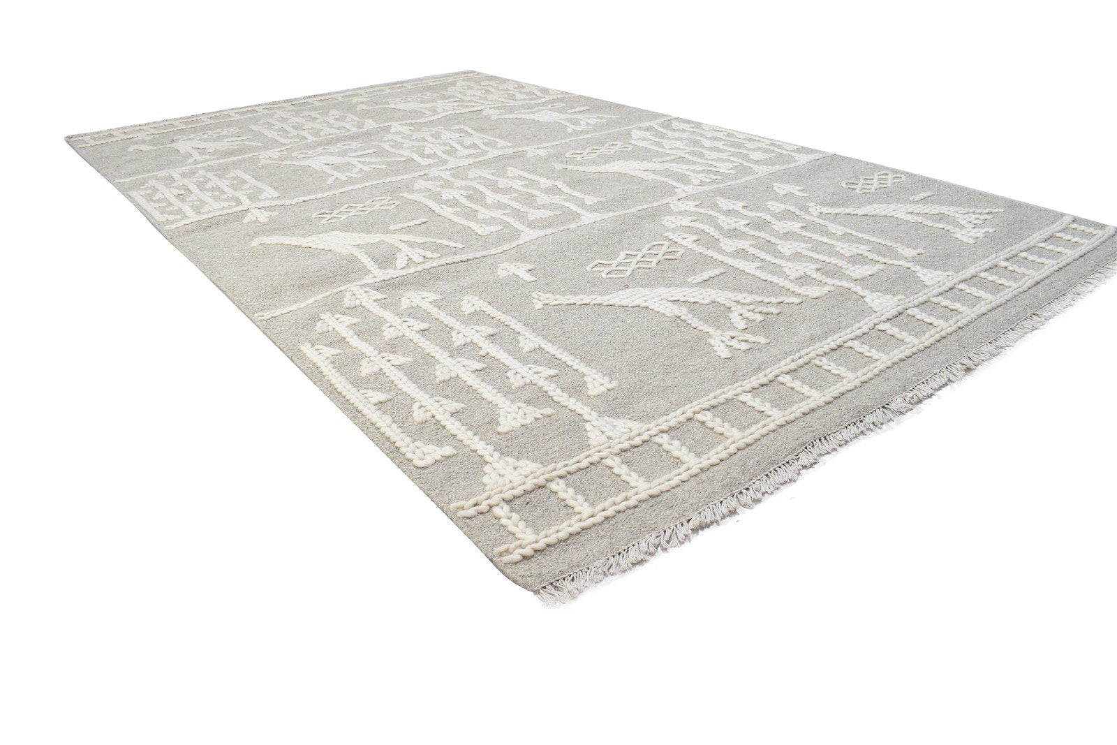 Concordia Dhurrie Sand Wool Rug 5' X 8' Modern Moroccan Arrow 7864155472021