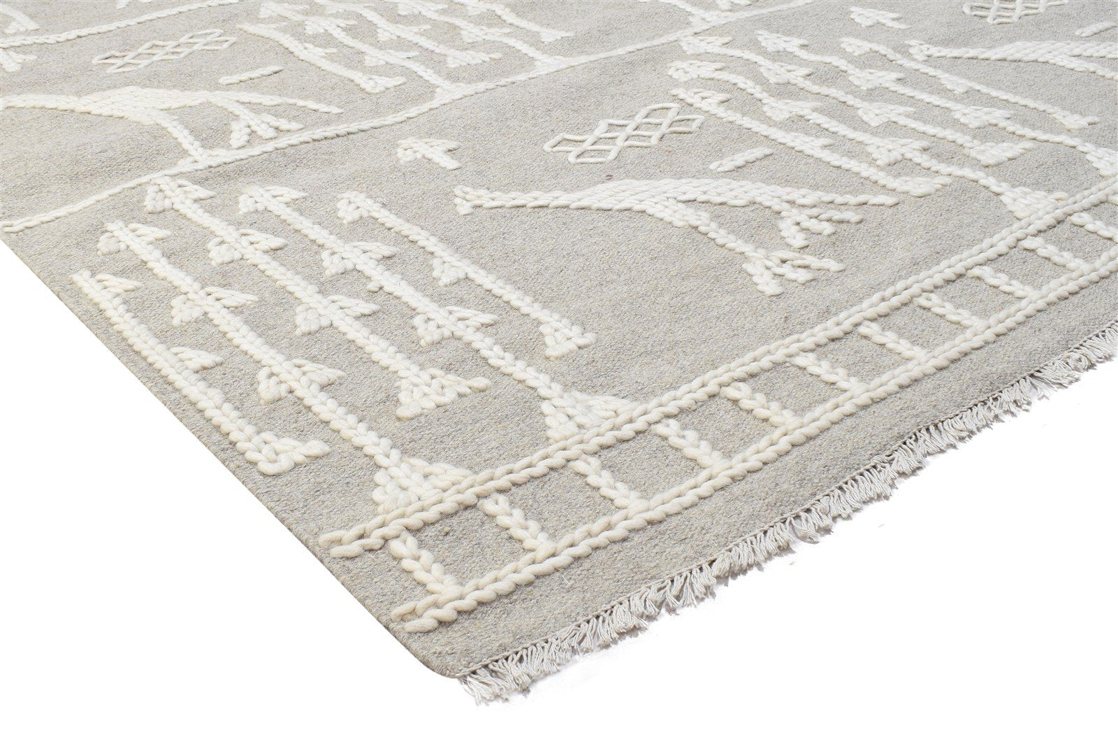 Concordia Dhurrie Sand Wool Rug 5' X 8' Modern Moroccan Arrow 7864155472021