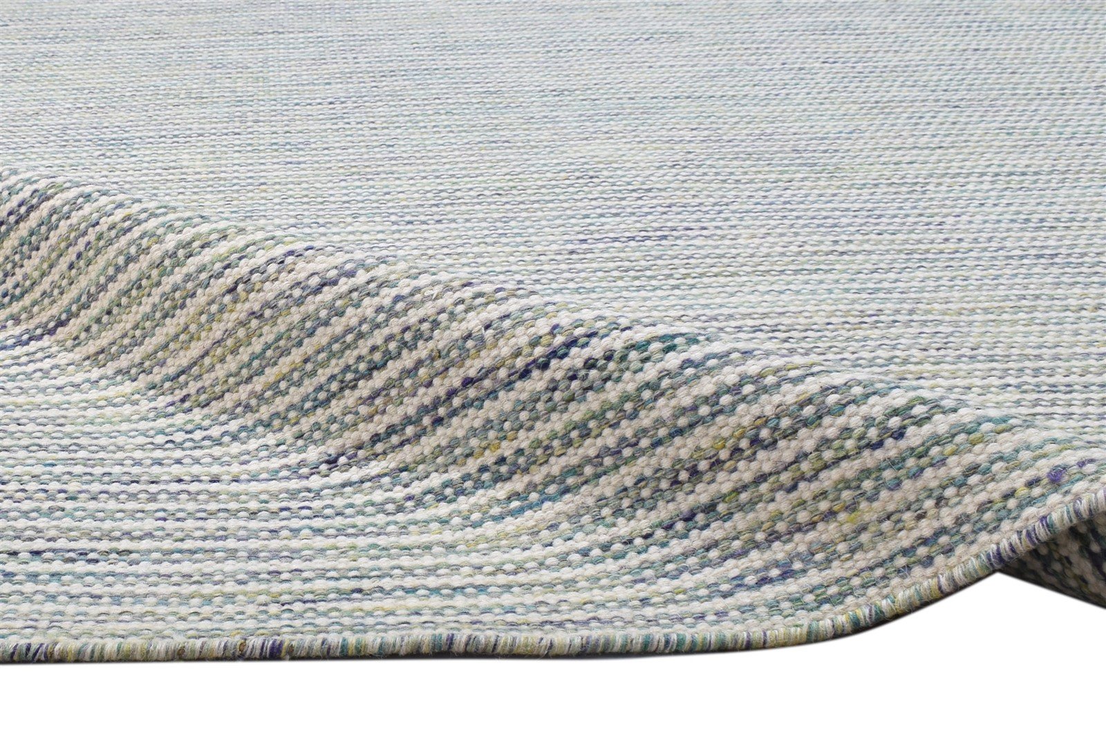 Dhurrie Silver Wool Rug 5' X 8' Modern Scandinavian Striped Room Size Carpet 7864150720661
