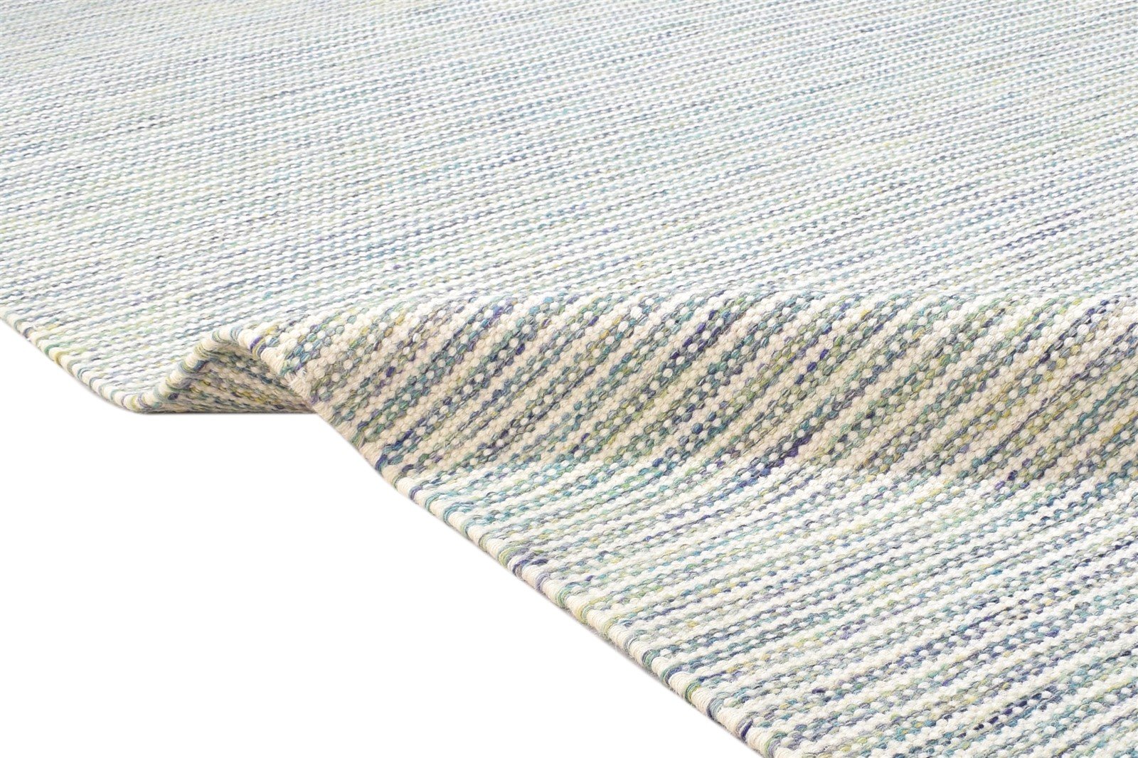 Dhurrie Silver Wool Rug 5' X 8' Modern Scandinavian Striped Room Size Carpet 7864150720661