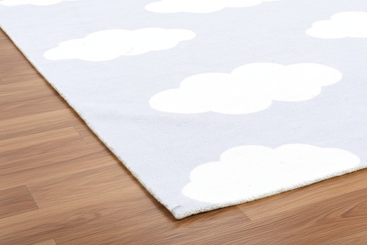 Dreamy Sky Blue & White Cloud Nursery Kids Area Rug for Nursery 9013474754709
