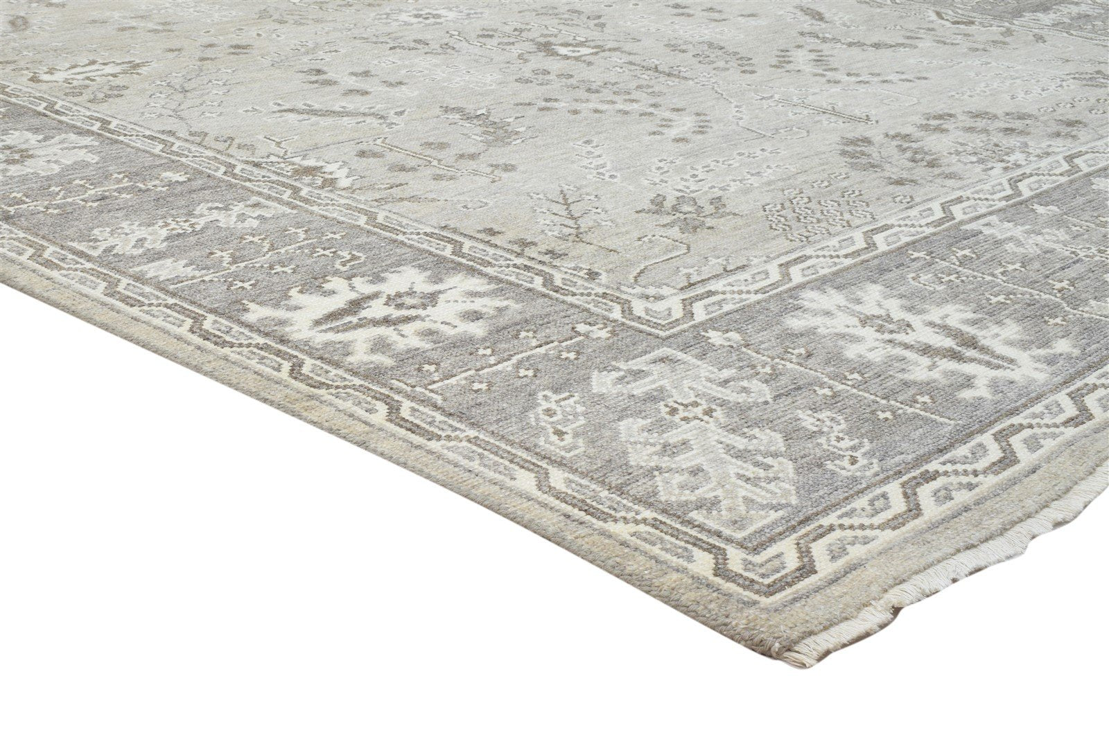 Drucill Beige Wool Silk Rug 8X10 Persian Hand Knotted Sarouk-Indian Oriental 7864082563221