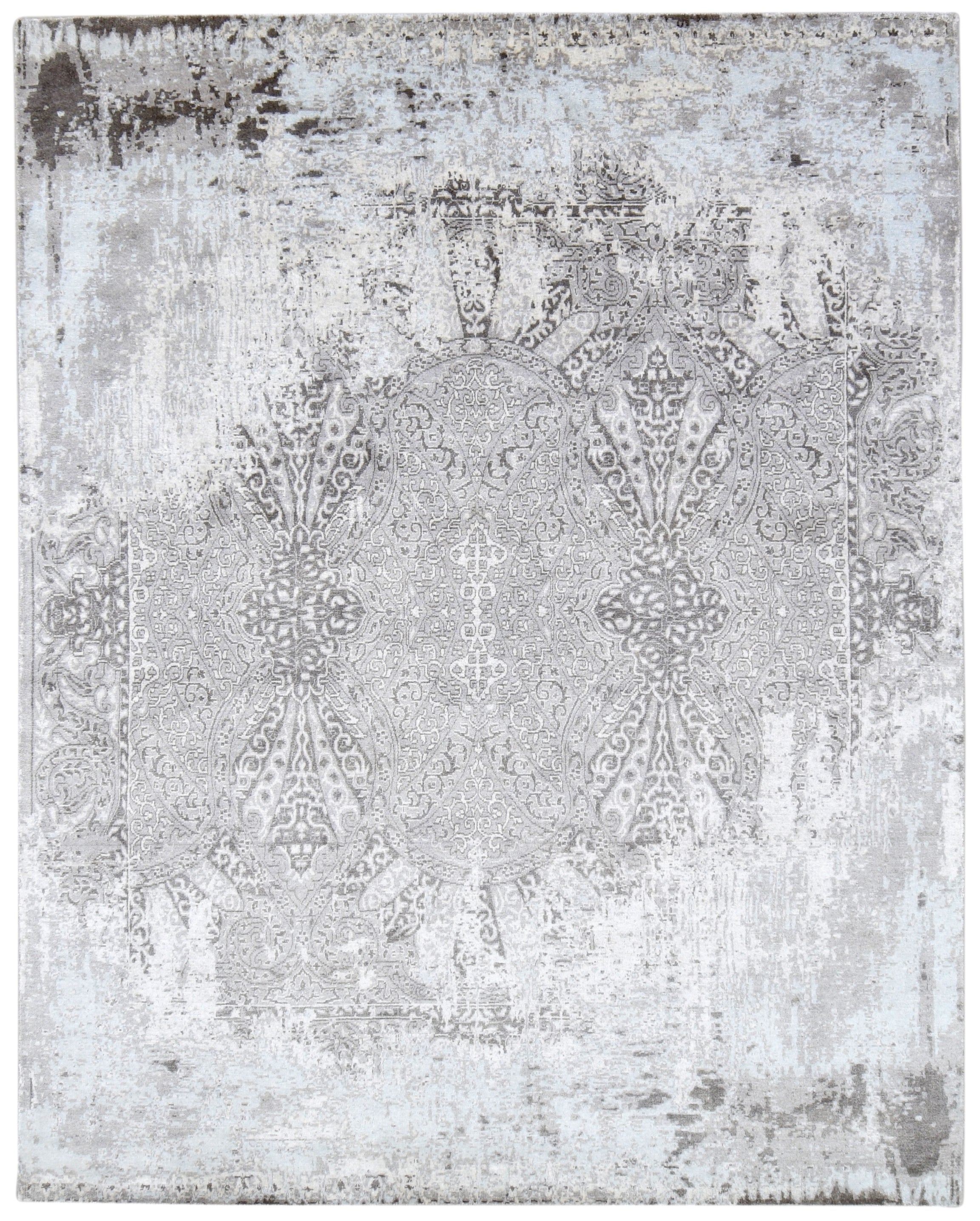 Druski Handmade Abstract Loom Knotted Hand Woven Silk Like Wool Viscose Gray Rug 9003010982037