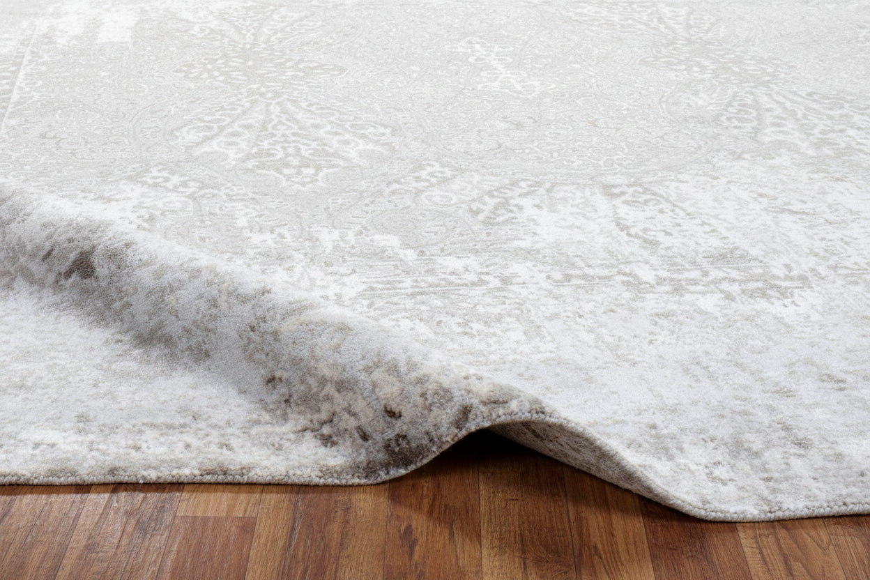 Druski Handmade Abstract Loom Knotted Hand Woven Silk Like Wool Viscose Gray Rug 9003010982037