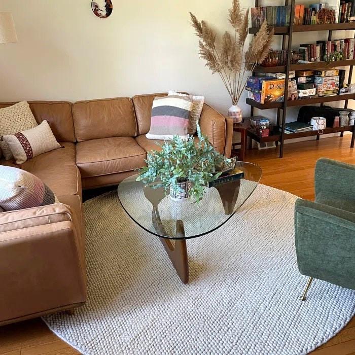 Elle Hand Knotted Chunky Wool Area Rug, Plain Solid Ivory / Off White Rug 8613859098773