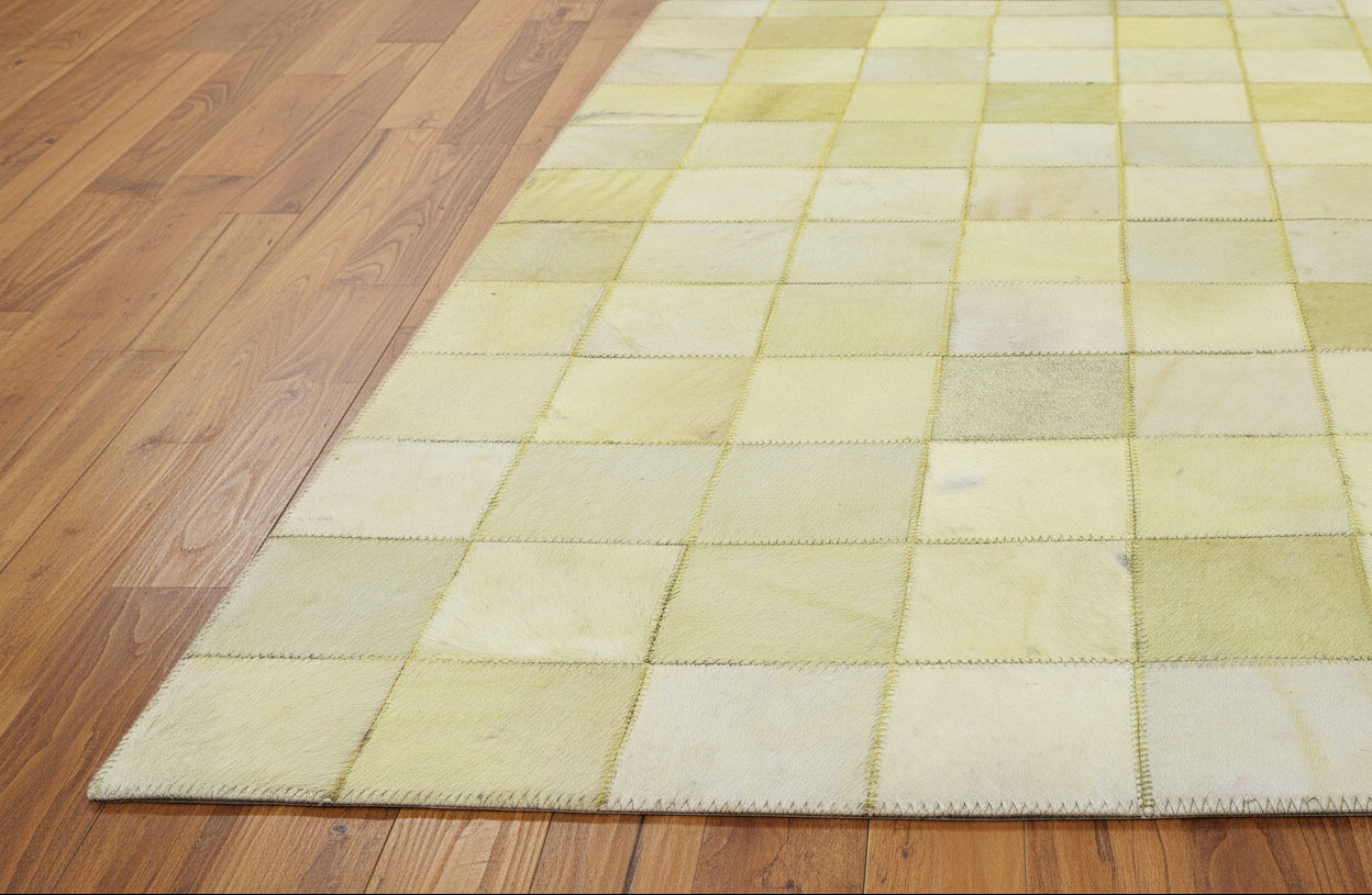 Emmey Leather Handmade Beige Checkerboard Rug | Modern Checkered Patchwork Area Rug 7864583356565