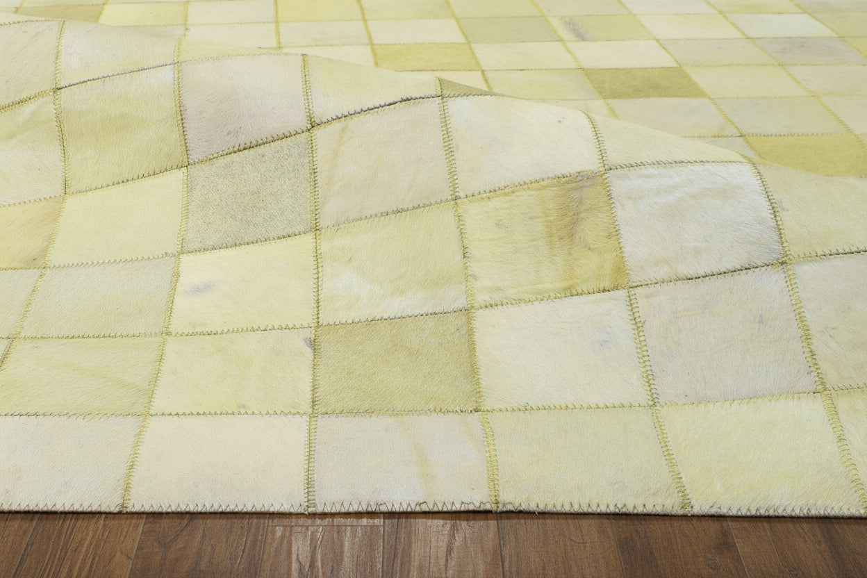 Emmey Leather Handmade Beige Checkerboard Rug | Modern Checkered Patchwork Area Rug 7864583356565