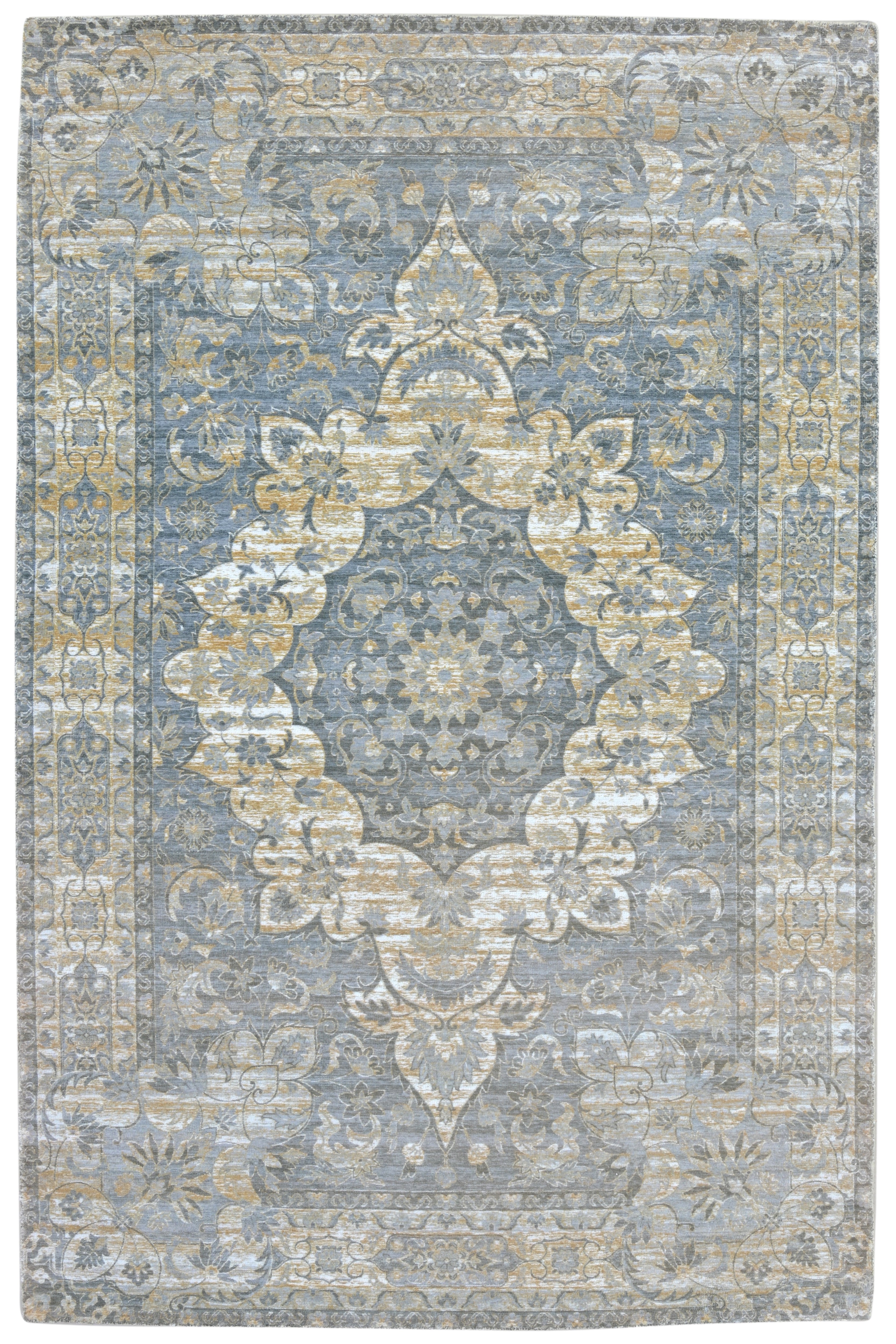 Enkay Vintage Style Medallion Slate Blue Persian Style Mosern Oriental Area Rug 9122602090645