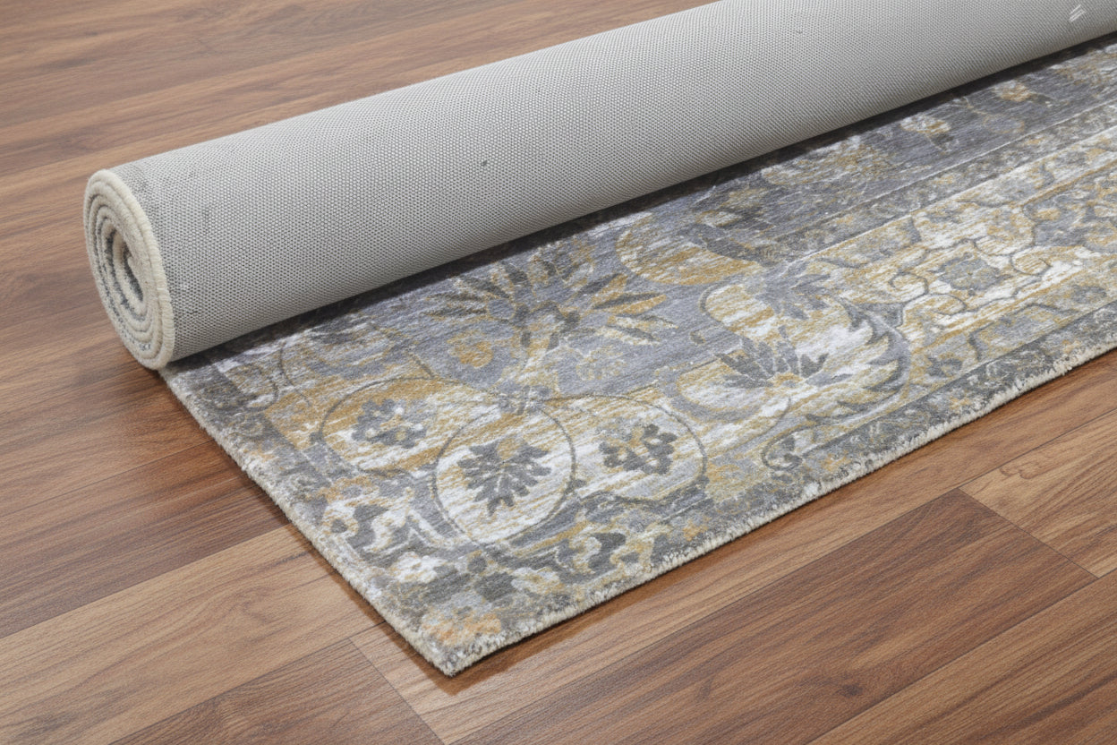 Enkay Vintage Style Medallion Slate Blue Persian Style Mosern Oriental Area Rug 9122602090645