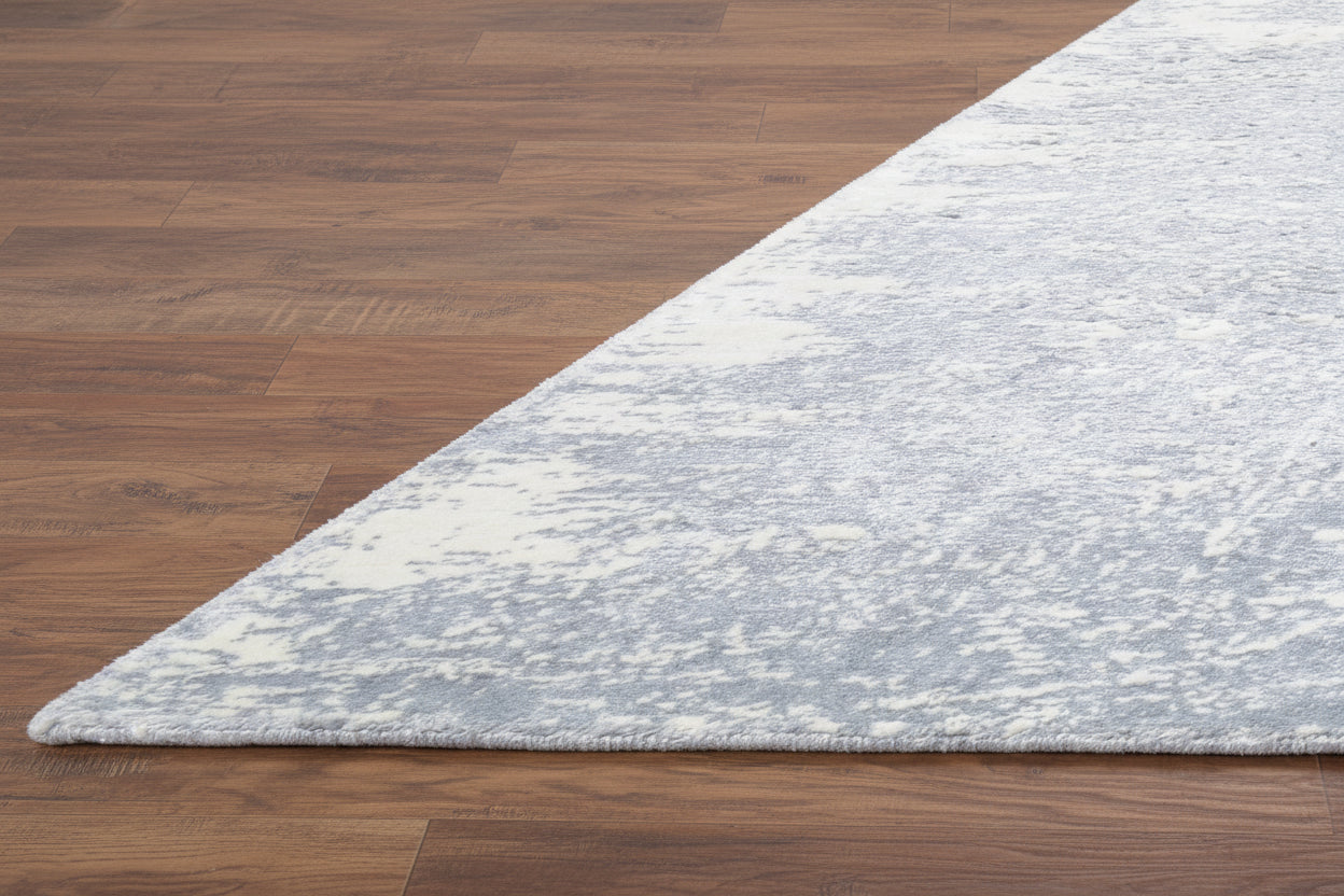 Erosion Abstract Hand Loom Knotted Rug – Deep Slate Blue Modern Hamdmade Rug 9175628185749