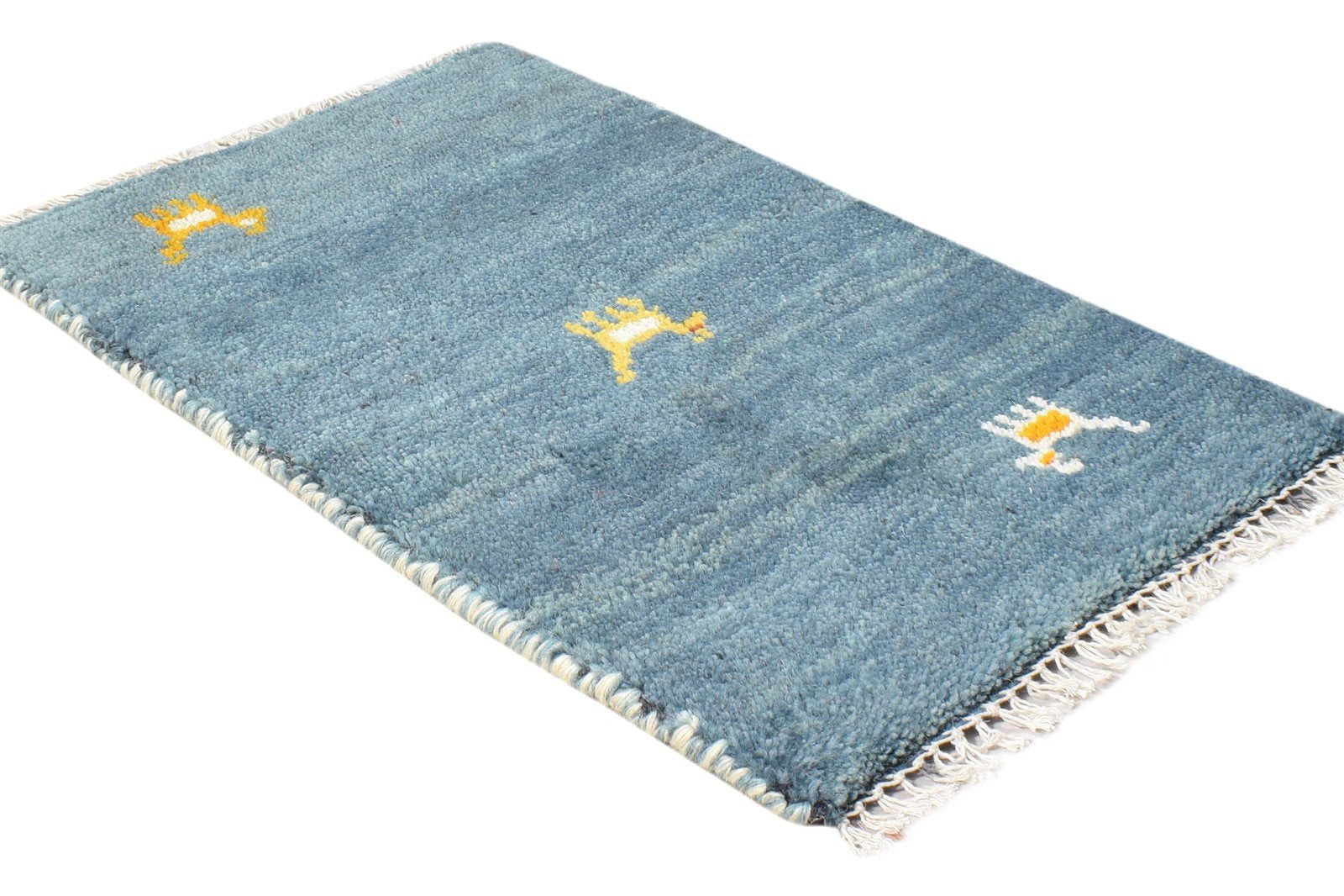 Ethel Hand Knotted Blue Wool Rug 1' X 2' Persian Southwestern Tribal 7865181012117