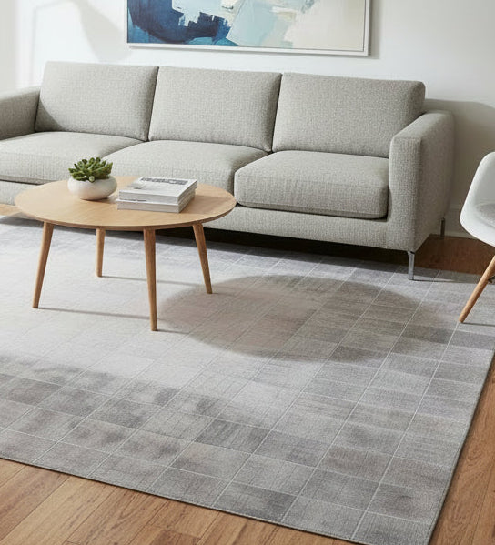 Ettie Leather Handmade Gray Border Rug | Modern Patchwork Cowhide Area Rug 9057517928597