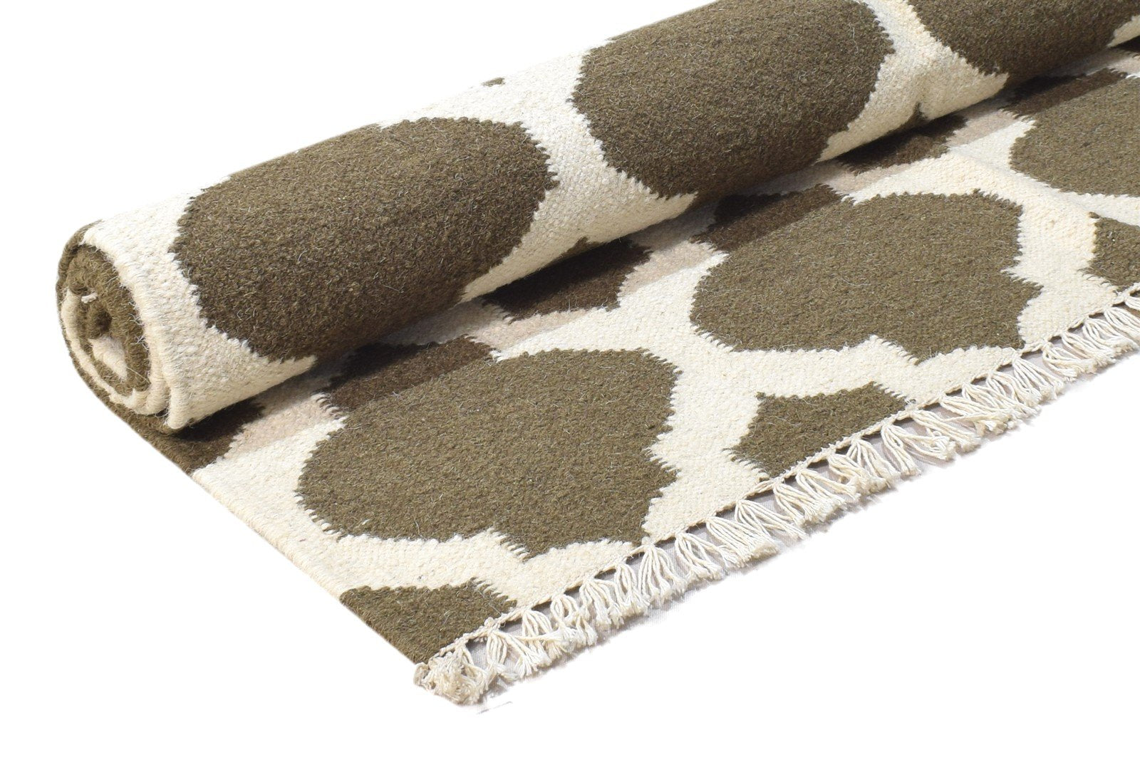 Felicity Brown Wool Rug 3' X 5' Modern Dhurrie Moroccan Trellis 7864388124821