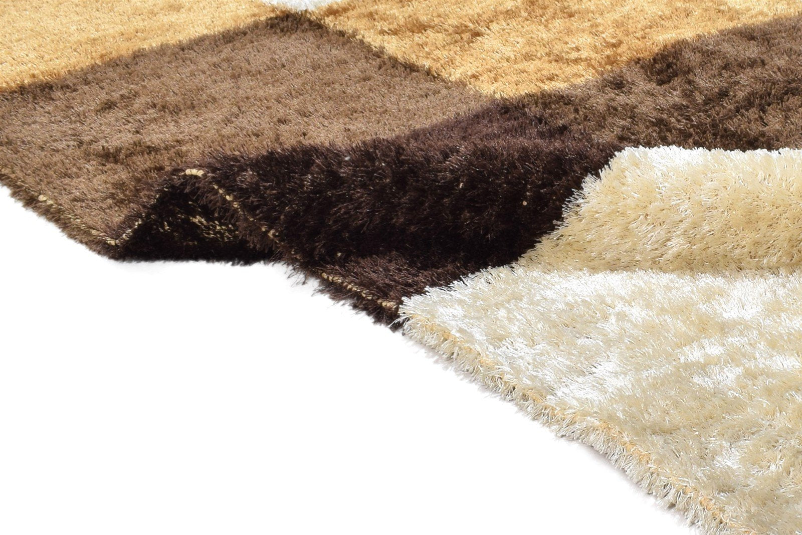 Freida Flokati Brown Polyester Rug 5X8 Modern Scandinavian Geometric 7865049612437