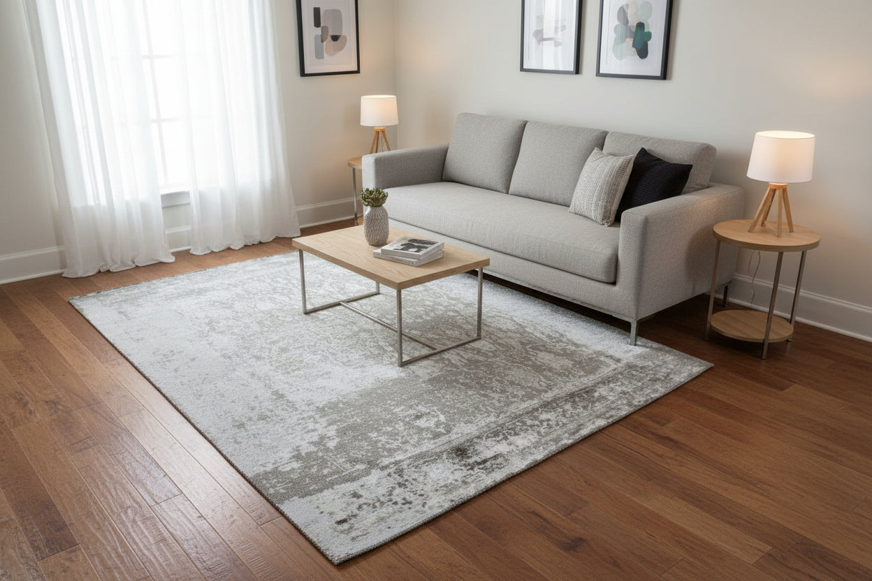 Foxen Abstract Handmade Loom Knotted Brown Gray Luxury Silk Like Viscose Wool Rug 9015874322581