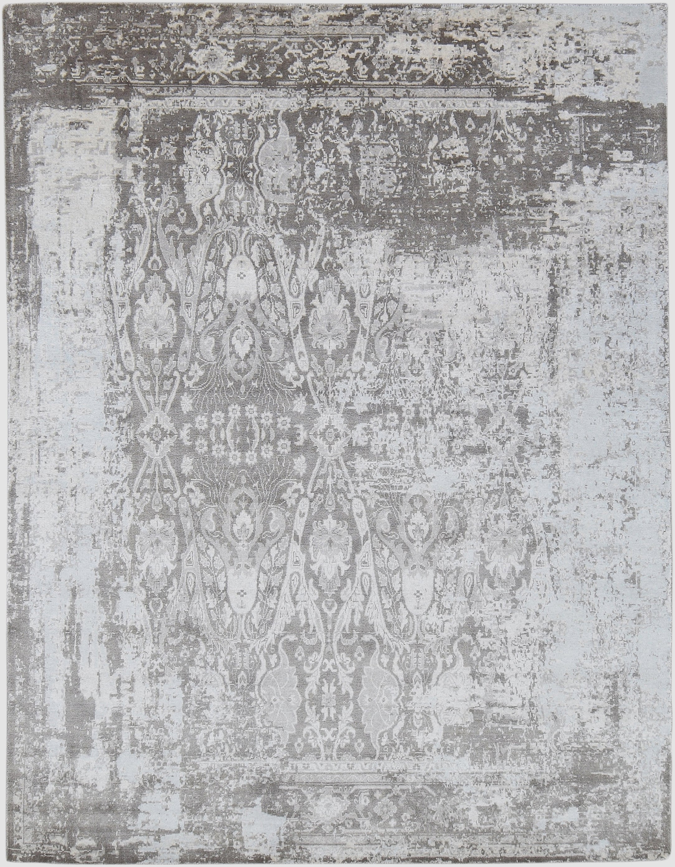Foxen Abstract Handmade Loom Knotted Brown Gray Luxury Silk Like Viscose Wool Rug 9015874322581